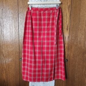 Liz Claiborne Lizwear Cotton Red Plaid Wrap Skirt